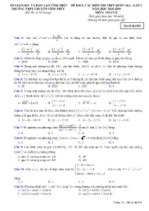 Đề KSCL các môn thi THPT Quốc Gia lần 2 năm học 2018-2019 môn Toán Lớp 11 - Mã đề 895 - Trường THPT Chuyên Vĩnh Phúc