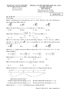 Đề KSCL các môn thi THPT Quốc Gia lần 3 năm học 2018-2019 môn Toán Lớp 12 - Mã đề 345 - Trường THPT Chuyên Vĩnh Phúc (Có đáp án)