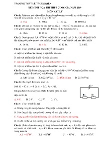Đề minh họa thi THPT Quốc Gia năm 2019 môn Vật Lý - Trường THPT Lê Trung Kiên (Có đáp án)