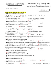 Đề minh họa thi THPT Quốc Gia năm học 2018-2019 môn Hóa Học - Trường THPT Phạm Văn Đồng (Có lời giải)