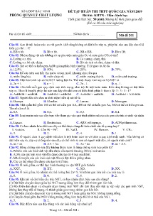 Đề tập huấn thi THPT Quốc Gia năm 2019 môn Sinh Học - Mã đề 201 - Sở GD&ĐT Bắc Ninh (Có đáp án)