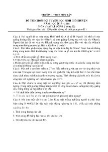 Đề thi chọn đội tuyển học sinh giỏi huyện năm học 2017-2018 môn Vật Lí Lớp 8 (Vòng 2) - Trường THCS Sơn Tây (Có đáp án)
