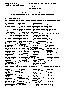 Đề thi chọn học sinh giỏi cấp trường môn Tiếng Anh Lớp 11 - Trường THPT Trường Xuân (Có đáp án)