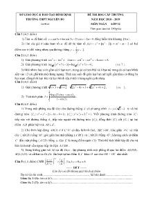 Đề thi chọn HSG cấp trường năm học 2018-2019 môn Toán Lớp 12 - Trường THPT Nguyễn Du (Có đáp án)