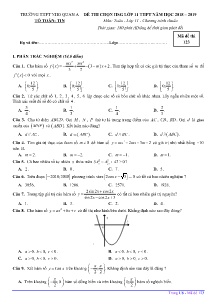 Đề thi chọn HSG Lớp 11 THPT năm học 2018-2019 môn Toán - Mã đề 123 - Trường THPT Nho Quan A (Có đáp án)