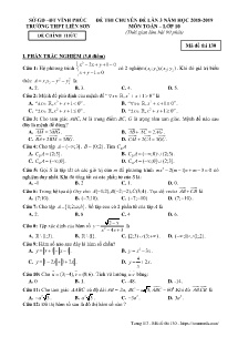 Đề thi Chuyên đề lần 3 năm học 2018-2019 môn Toán Lớp 10 - Mã đề 130 - Trường THPT Liễn Sơn (Có đáp án)