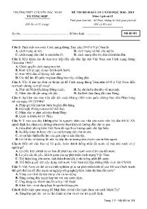 Đề thi định kì lần 2 năm học 2018-2019 môn Lịch Sử - Mã đề 101 - Trường THPT Chuyên Bắc Ninh (Có đáp án)