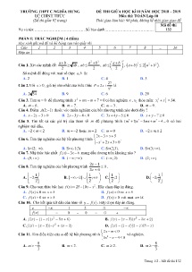 Đề thi giữa học kì II năm học 2018-2019 môn Toán Lớp 10 - Mã đề 132 - Trường THPT C Nghĩa Hưng