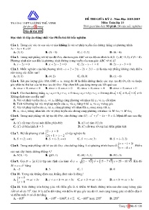 Đề thi giữa kỳ 2 năm học 2018-2019 môn Toán Lớp 10 - Mã đề 108 - Trường THPT Lương Thế Vinh (Có đáp án)