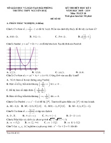Đề thi hết học kỳ I năm học 2018-2019 môn Toán Lớp 10 - Đề số 02 - Trường THPT Nguyễn Huệ (Có đáp án)