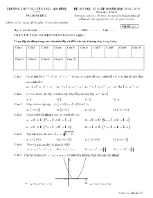Đề thi học kì I Lớp 10 năm học 2018-2019 môn Toán - Mã đề 101 - Trường THPT Nguyễn Trãi - Ba Đình (Có đáp án)