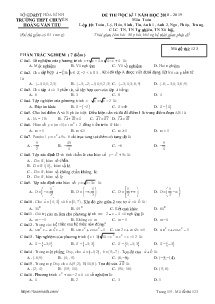 Đề thi học kì I năm học 2018-2019 môn Toán Lớp 10 - Mã đề 123 - Trường THPT Chuyên Hoàng Văn Thụ (Có đáp án)