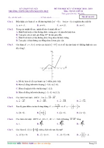 Đề thi học kì I năm học 2018-2019 môn Toán Lớp 10 - Mã đề 132 - Trường THPT Chuyên Nguyễn Huệ