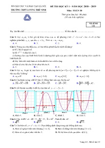 Đề thi học kì I năm học 2018-2019 môn Toán Lớp 10 - Mã đề 132 - Trường THPT Lương Thế Vinh (Có đáp án)