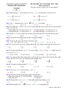 Đề thi học kì I năm học 2018-2019 môn Toán Lớp 11 - Mã đề 132 - Trường THPT Ngô Quyền (Có đáp án)