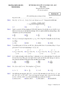 Đề thi học kì II Lớp 12 năm học 2018-2019 môn Toán - Mã đề 130 - Trường THPT Chuyên Nguyễn Huệ (Có đáp án)