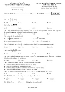 Đề thi học kì II năm học 2018-2019 môn Toán Khối 11 - Mã đề 301 - Trường THPT Triệu Quang Phục (Có đáp án)