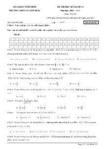 Đề thi học kì II năm học 2018-2019 môn Toán Lớp 12 - Mã đề 101 - Trường THPT Nguyễn Huệ (Có đáp án)