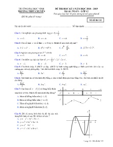 Đề thi học kỳ 1 năm học 2018-2019 môn Toán Lớp 12 - Mã đề 132 - Trường THPT Chuyên, Trường Đại học Vinh (Có đáp án)