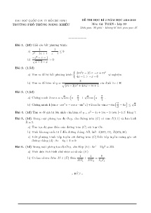 Đề thi học kỳ 2 năm học 2018-2019 môn Toán Lớp 10 - Trường THPT Năng Khiếu (Có đáp án)