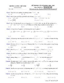 Đề thi học kỳ I năm học 2018-2019 môn Toán Khối 12 - Mã đề 289 - Trường THPT Lương Thế Vinh (Có đáp án)