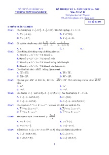 Đề thi học kỳ I năm học 2018-2019 môn Toán Lớp 10 - Mã đề 853 - Trường THPT Hoàng Diệu (Có đáp án)