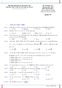 Đề thi học kỳ I năm học 2018-2019 môn Toán Lớp 11 - Mã đề 485 - Trường THPT Chuyên Đại Học Sư Phạm (Có đáp án)