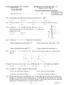 Đề thi học kỳ I năm học 2018-2019 môn Toán - Lớp 12 - Mã đề 112 - Trường THPT Nguyễn Trãi - Ba Đình (Có đáp án)