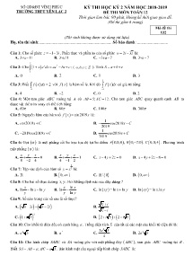 Đề thi học kỳ II năm học 2018-2019 môn Toán Khối 12 - Mã đề 132 - Trường THPT Yên Lạc 2 (Có đáp án)