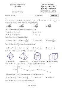 Đề thi học kỳ II năm học 2018-2019 môn Toán Khối 12 - Mã đề 368 - Trường THPT Trà Cú