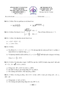 Đề thi học kỳ II năm học 2018-2019 môn Toán Lớp 11 - Trường THPT Nguyễn Du (Có lời giải)