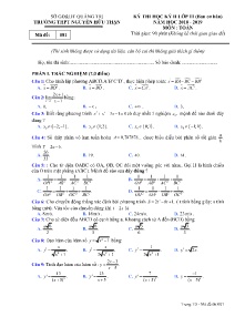 Đề thi học kỳ II năm học 2018-2019 môn Toán - Mã đề 001 - Trường THPT Nguyễn Hữu Thận (Có đáp án)