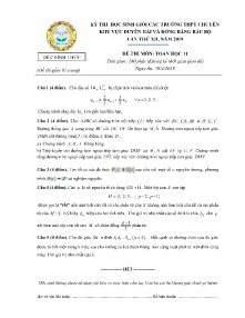 Đề thi học sinh giỏi lần thứ XII năm 2019 môn Toán Học Lớp 11 - Hội các trường THPT Chuyên khu vực Duyên Hải và Đồng Bằng Bắc Bộ (Có đáp án)
