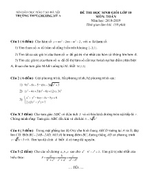 Đề thi học sinh giỏi Lớp 10 môn Toán năm học 2018-2019 - Trường THPT Chương Mỹ A (Có lời giải)
