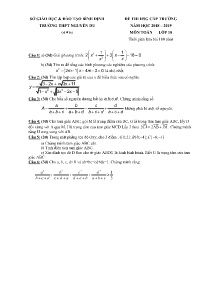 Đề thi HSG cấp trường năm học 2018-2019 môn Toán Lớp 10 - Trường THPT Nguyễn Du (Có đáp án)
