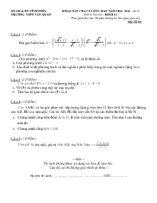 Đề thi khảo sát chất lượng đầu năm học 2018-2019 môn Toán Khối 10 - Mã đề 01 - Trường THPT Văn Quán (Có đáp án)