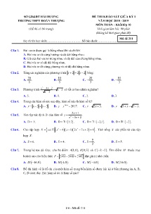 Đề thi khảo sát chất lượng giữa kỳ I năm học 2018-2019 môn Toán Khối 10 - Mã đề 211 - Trường THPT Đoàn Thượng (Có đáp án)