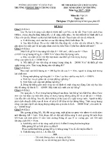 Đề thi khảo sát chất lượng học sinh giỏi cấp trường năm học 2017-2018 môn Vật Lý Lớp 8 - Trường PTDTBT THCS Trung Chải (Có đáp án)
