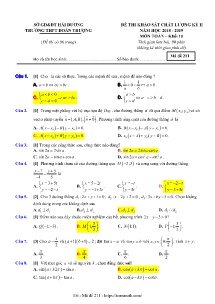 Đề thi khảo sát chất lượng kỳ II năm học 2018-2019 môn Toán Khối 10 - Mã đề 211 - Trường THPT Đoàn Thượng (Có đáp án)