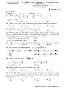 Đề thi khảo sát chất lượng lần 2 năm học 2018-2019 môn Toán Lớp 11 - Mã đề 132 - Trường THPT Lê Xoay (Có đáp án)