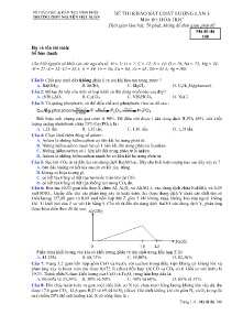 Đề thi khảo sát chất lượng lần 3 môn Hóa Học - Mã đề 108 - Trường THPT Nguyễn Viết Xuân