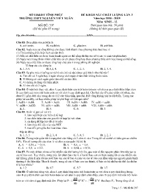 Đề thi khảo sát chất lượng lần 3 năm học 2018-2019 môn Sinh Lớp 12 - Mã đề 207 - Trường THPT Nguyễn Viết Xuân