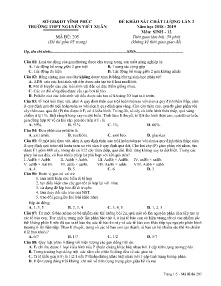 Đề thi khảo sát chất lượng lần 3 năm học 2018-2019 môn Sinh Lớp 12 - Mã đề 205 - Trường THPT Nguyễn Viết Xuân