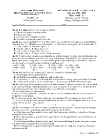 Đề thi khảo sát chất lượng lần 3 năm học 2018-2019 môn Sinh Lớp 12 - Mã đề 107 - Trường THPT Nguyễn Viết Xuân
