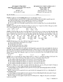 Đề thi khảo sát chất lượng lần 3 năm học 2018-2019 môn Sinh Lớp 12 - Mã đề 105 - Trường THPT Nguyễn Viết Xuân