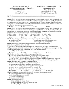Đề thi khảo sát chất lượng lần 3 năm học 2018-2019 môn Sinh Lớp 12 - Mã đề 101 - Trường THPT Nguyễn Viết Xuân
