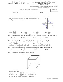 Đề thi khảo sát chất lượng lần 3 năm học 2018-2019 môn Toán Lớp 12 - Mã đề 207 - Trường THPT Nguyễn Viết Xuân