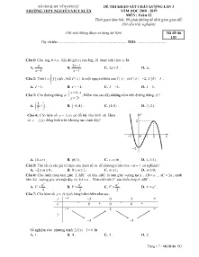 Đề thi khảo sát chất lượng lần 3 năm học 2018-2019 môn Toán Lớp 12 - Mã đề 103 - Trường THPT Nguyễn Viết Xuân