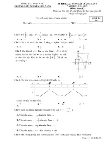 Đề thi khảo sát chất lượng lần 3 năm học 2018-2019 môn Toán Lớp 12 - Mã đề 205 - Trường THPT Nguyễn Viết Xuân