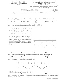 Đề thi khảo sát chất lượng lần 3 năm học 2018-2019 môn Toán Lớp 12 - Mã đề 307 - Trường THPT Nguyễn Viết Xuân